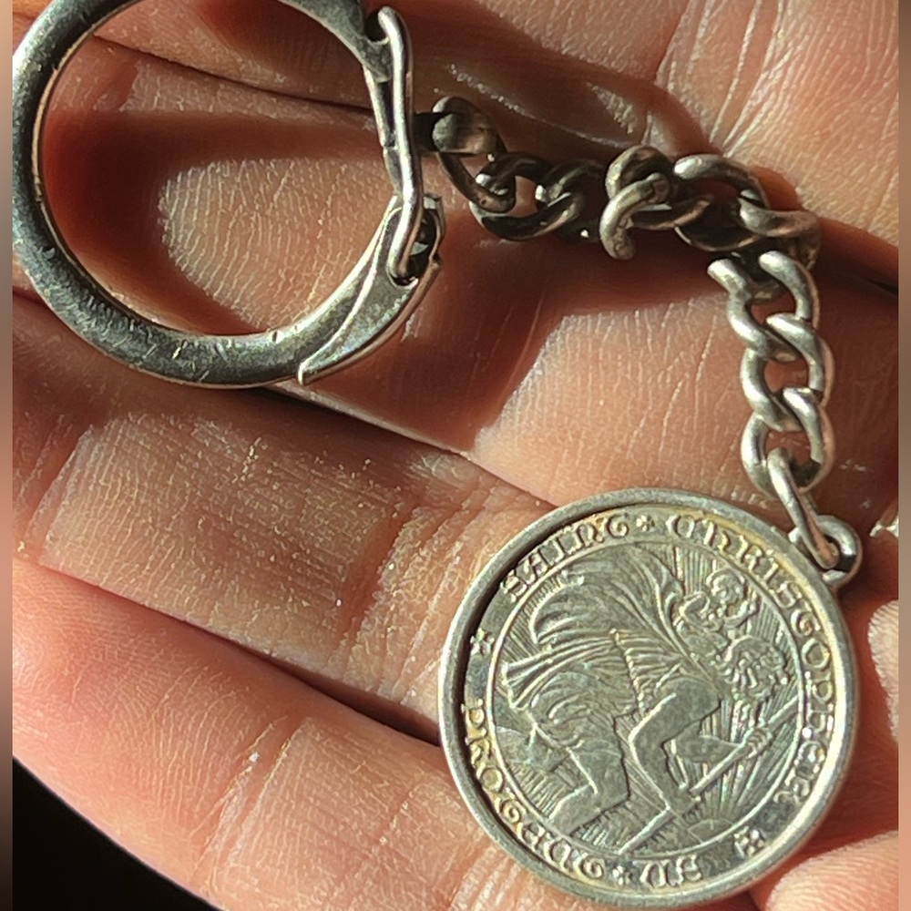 Vintage Charles Thomae Sterling Silver St Christopher Keychain Holy Medal